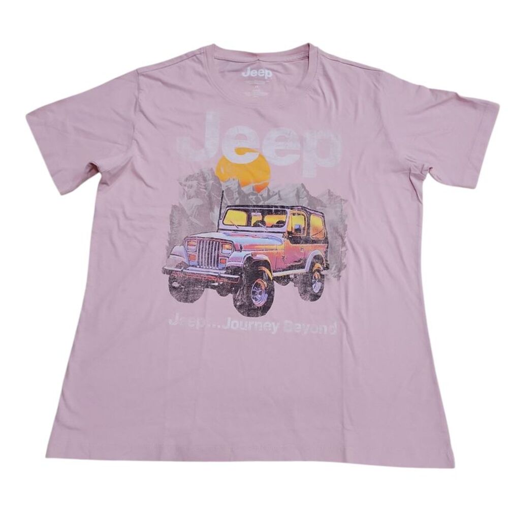 Licensed Women's Relaxed Fit Vehicles Graphic Short Sleeve Tee - Pink Jeep